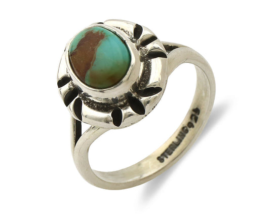 Navajo Ring .925 Silver Kingman Turquoise Artist Signed Gecko C.90's