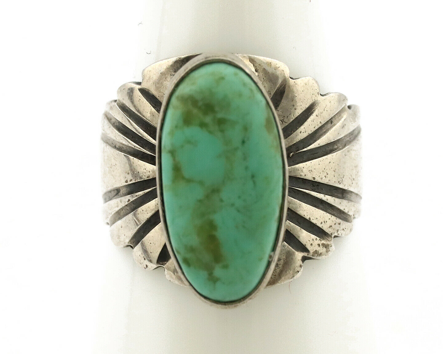 Navajo Ring .925 Silver Royston Turquoise Artist Signed Apache C.80's