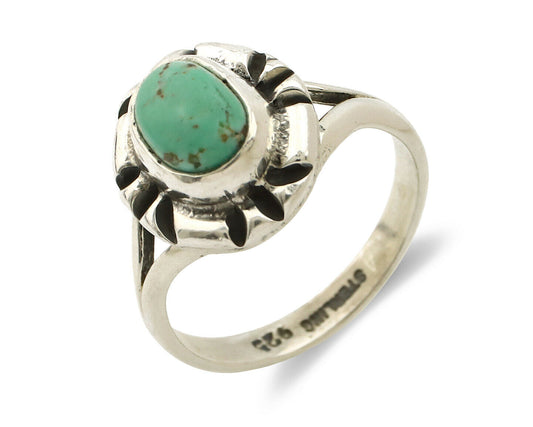 Navajo Ring .925 Silver Kingman Turquoise Artist Signed Gecko C.90's