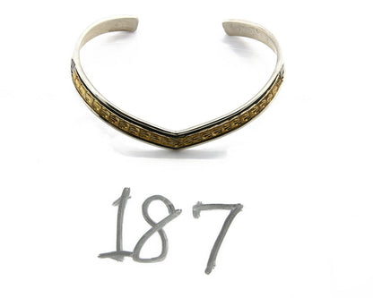 Navajo Bracelet .925 SOLID Silver & 12K Gold Plated Signed Artist RL C.80's