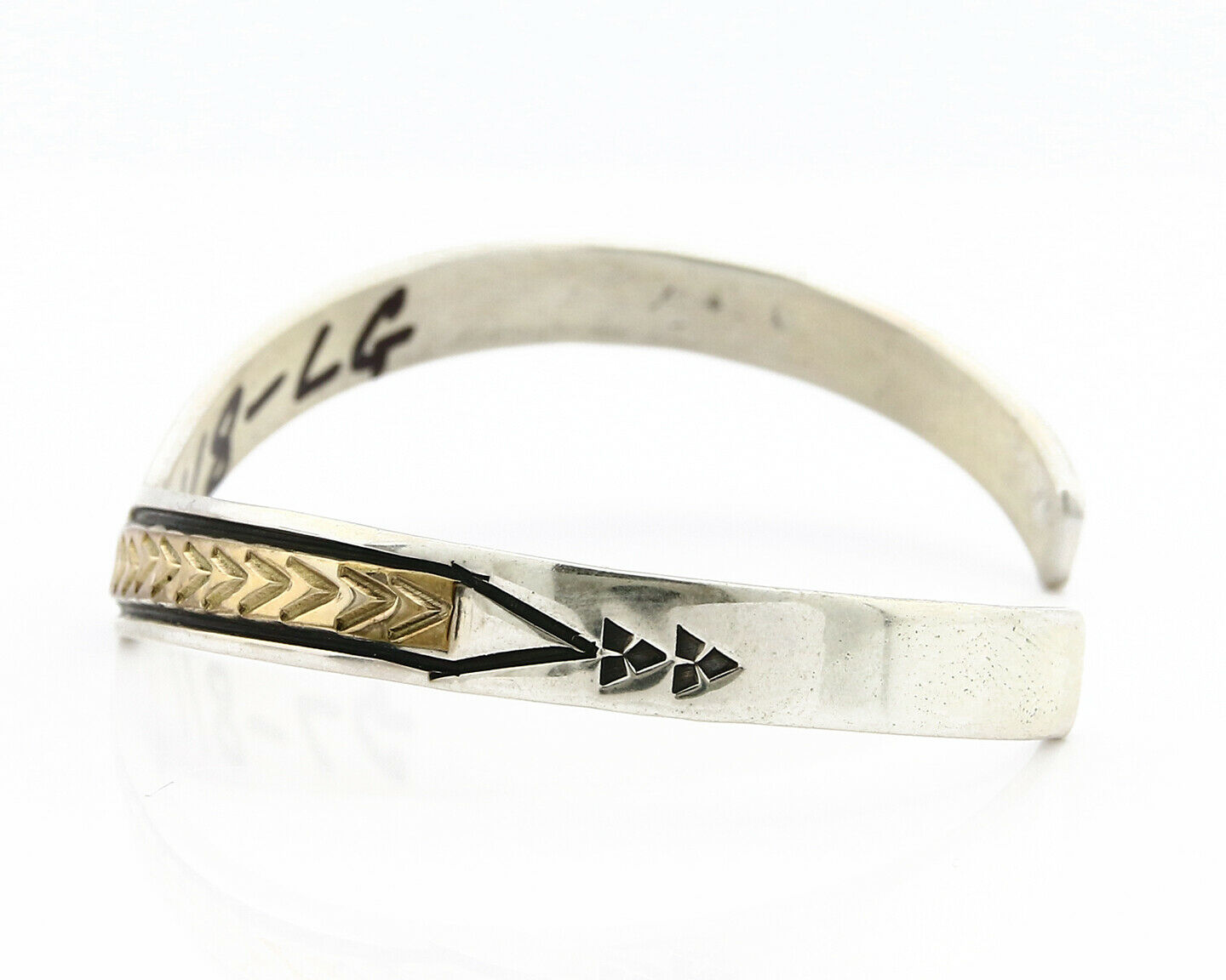 Navajo Bracelet .925 SOLID Silver & 12k Gold Plated Signed Artist RL C.80's