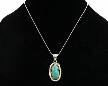 Navajo Necklace .925 Silver Green Turquoise Signed AE C.1980's