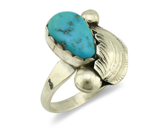 Zuni Ring 925 Silver Natural Blue Gem Turquoise Artist Signed Simplicio C.80's