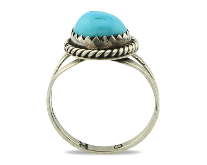 Navajo Ring .925 Silver Sleeping Beauty Turquoise Signed RR C.80's