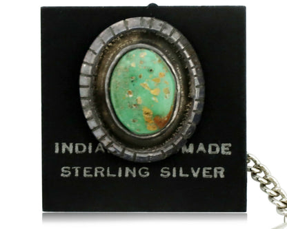 Navajo Tie Tack .925 Silver Manassas Turquoise Native American Artist C.80's