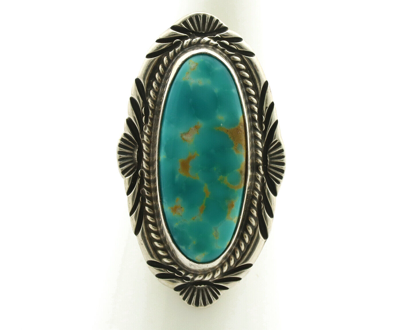 Navajo Ring 925 Silver Natural Blue Turquoise Signed M Begay C.80's