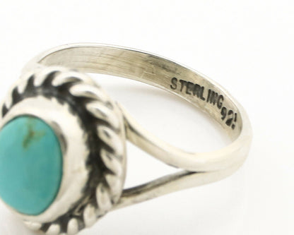 Navajo Ring .925 Silver Kingman Turquoise Artist Signed Gecko C.90's