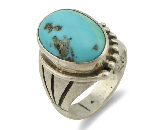 Navajo Ring .925 Silver Morenci Turquoise Native American Artist C.80's