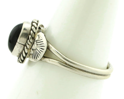 Navajo Ring 925 Silver Natural Mined Black Onyx Native American Artist C.80's