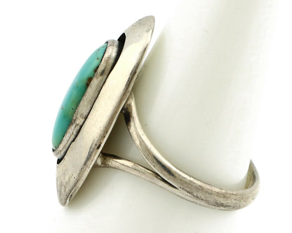 Navajo Shadow Box Ring .925 Silver Blue Turquoise Signed M Montoya C80s