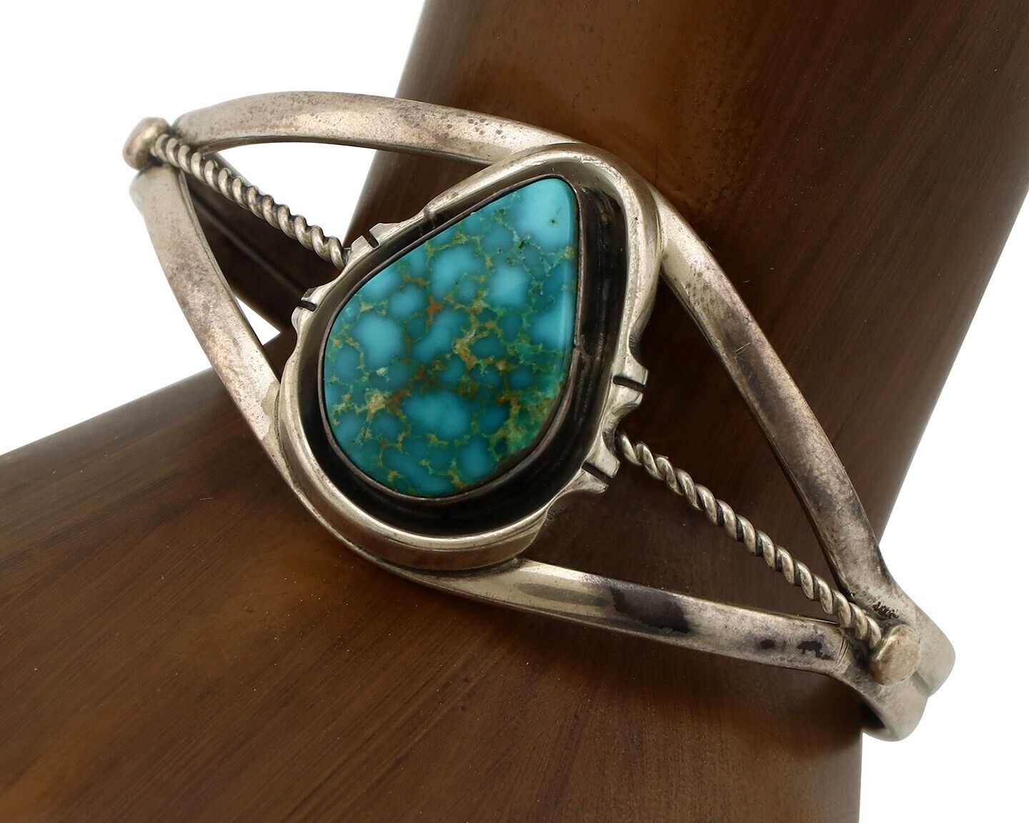 Women Navajo Bracelet 925 Silver Blue Gem Turquoise Signed Philip Zachary C.80's