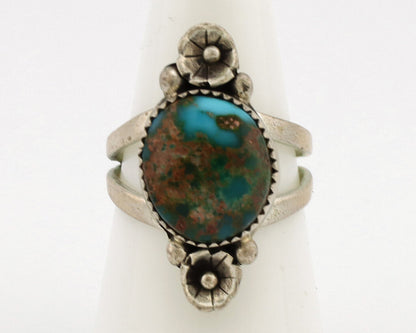 Navajo Ring .925 Silver Nevada Turquoise Native American Artist C.1980's