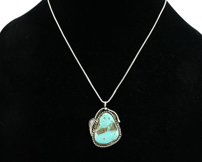 Navajo Necklace .925 Silver Blue Turquoise Signed JR C.1980's
