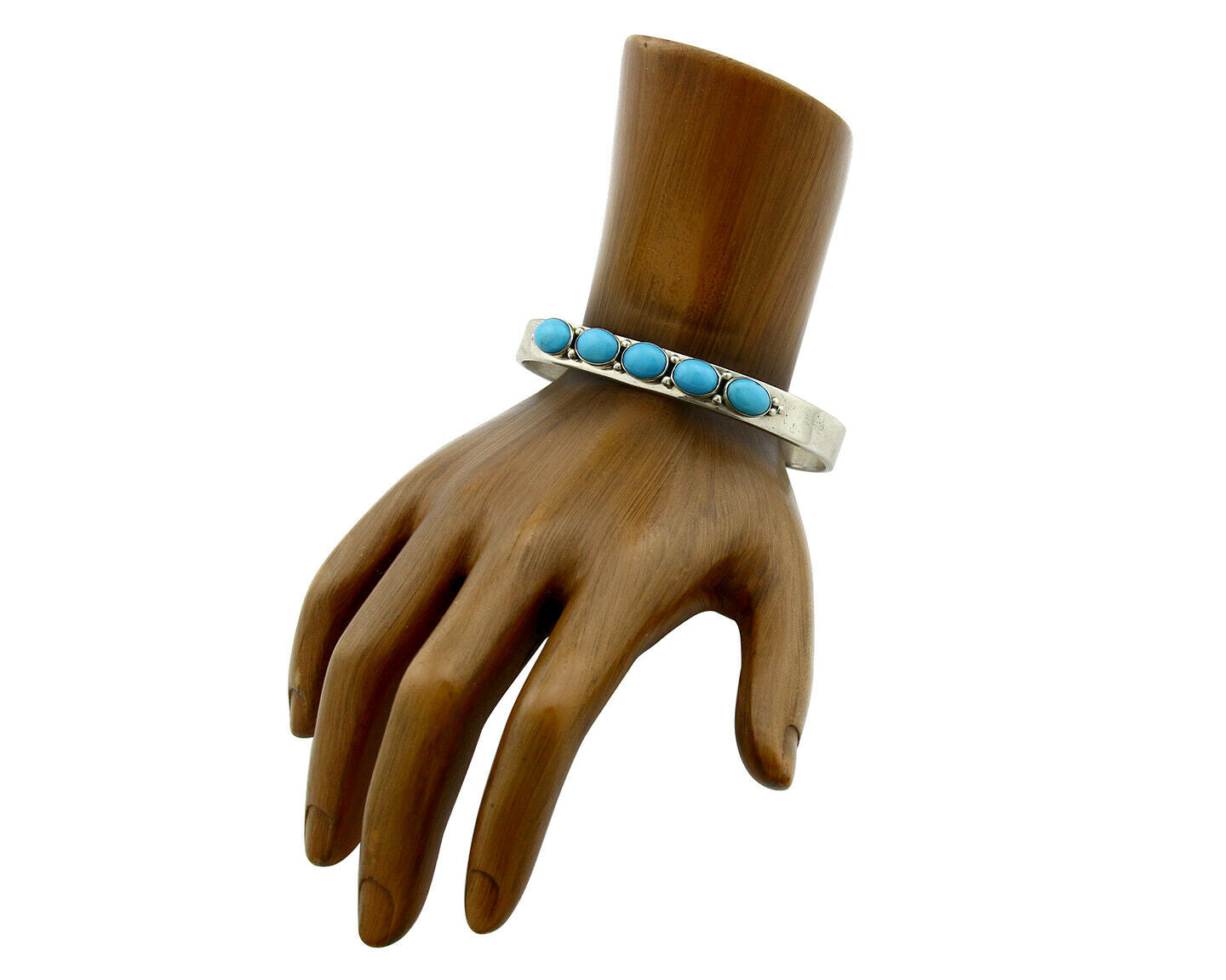 Navajo Bracelet .925 SOLID Silver Turquoise Signed Artist Bea Tom C.80's