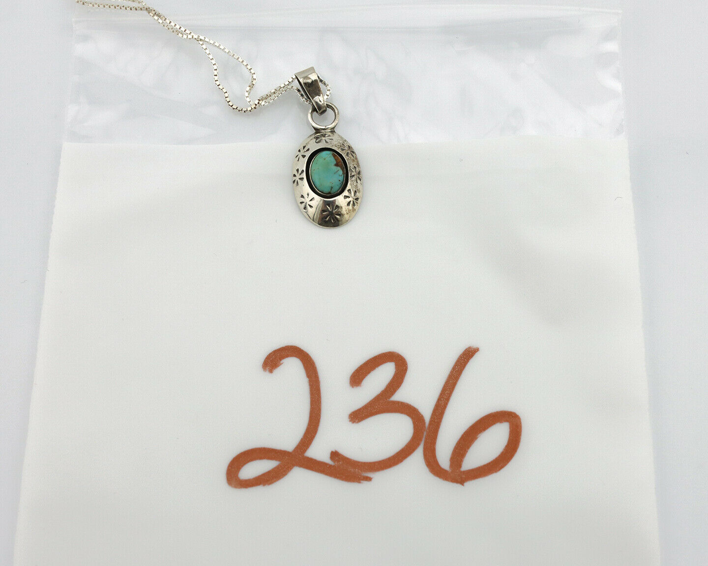 Navajo Pendant .925 Silver Turquoise Native American C.80's