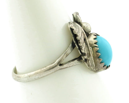 Navajo Ring .925 Silver Natural Blue Mined Southwest Turquoise Native Artist C80