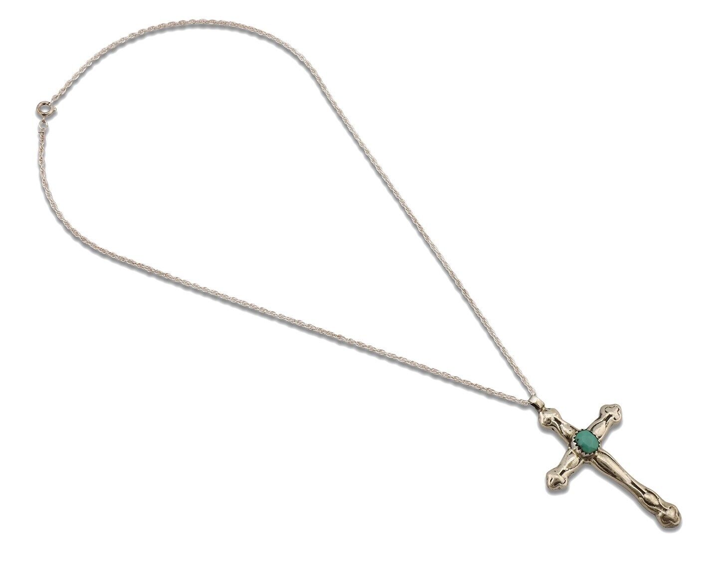 Navajo Cross Necklace 925 Silver Turquoise Artist Native American Artist C.80's