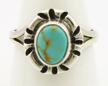 Navajo Ring .925 Silver Kingman Turquoise Artist Signed Gecko C.90's