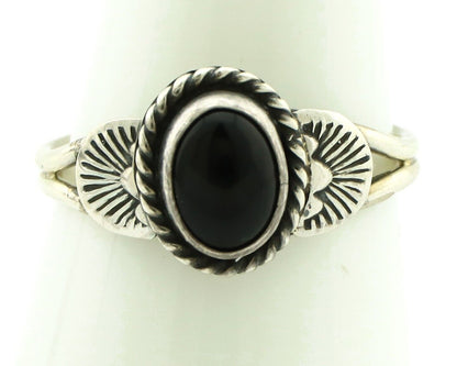 Navajo Ring 925 Silver Natural Mined Black Onyx Native American Artist C.80's