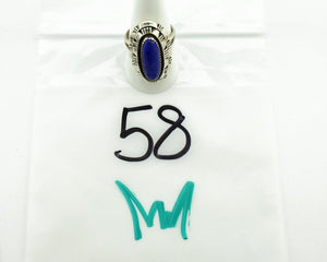 Navajo Handmade Ring 925 Silver Natural Lapis Lazuli Artist Signed RMJ C.80's