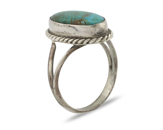 Navajo Handmade Ring 925 Silver Kingman Turquoise Native Artist C.80's