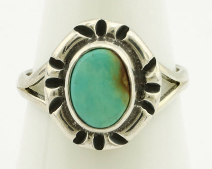 Navajo Ring .925 Silver Kingman Turquoise Artist Signed Gecko C.90's