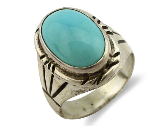 Navajo Ring .925 Silver Turquoise Native American Artist C.80's