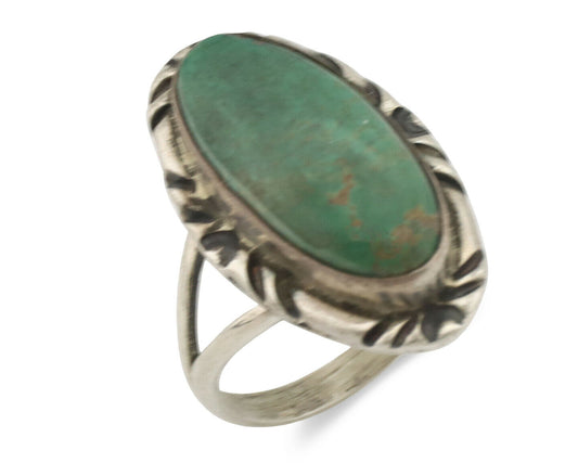 Navajo Ring .925 Silver Natural Mined Turquoise Native Artist Signed C.80's