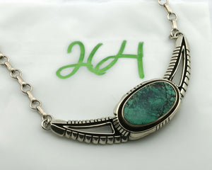 Navajo Necklace .925 Silver Turquoise Hand Stamped Signed FA C.80's