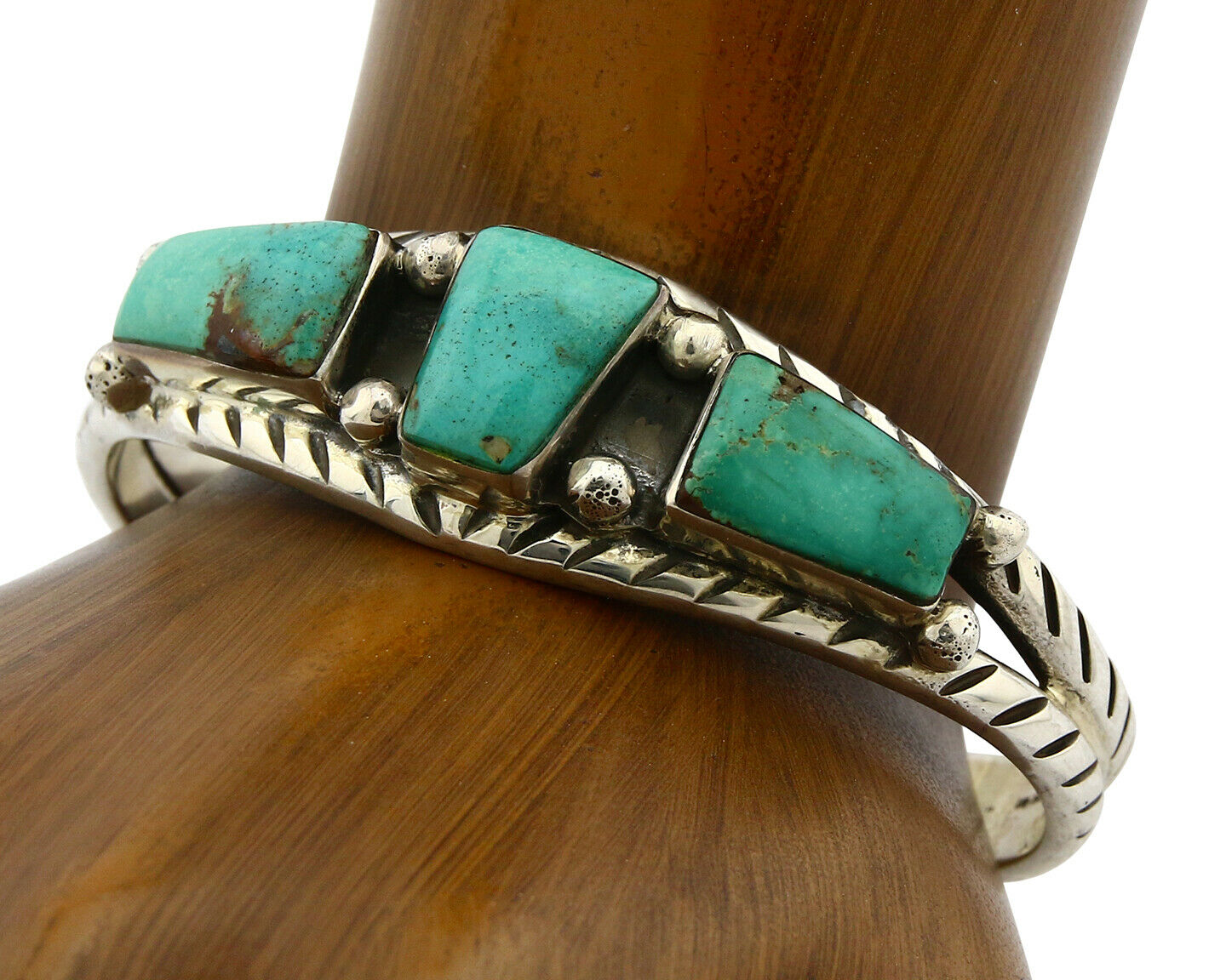 Navajo Turquoise Bracelet .925 Silver Handmade Signed Artist RC C.80's