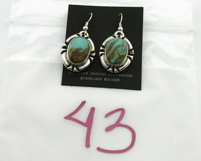 Navajo Earrings .925 Silver Kingman Turquoise Native American Artist C.80's