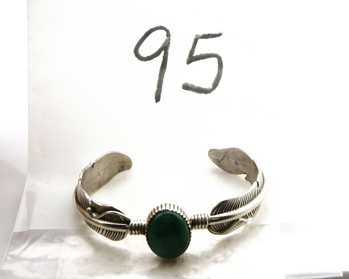 Women's Navajo Bracelet .925 Silver Malachite Signed William Denetdale C.90's