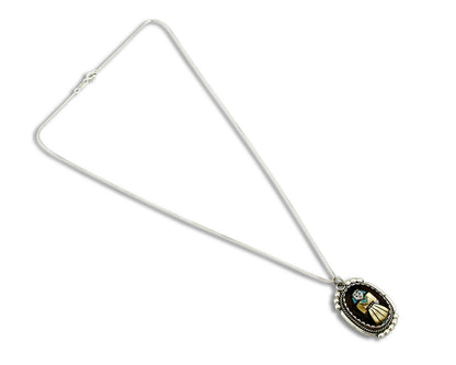 Women's Zuni Pendant .925 Silver Handmade Gemstone Necklace