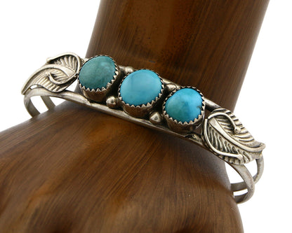 Navajo Bracelet .925 Silver Turquoise Mountain Signed RKFE C.80's