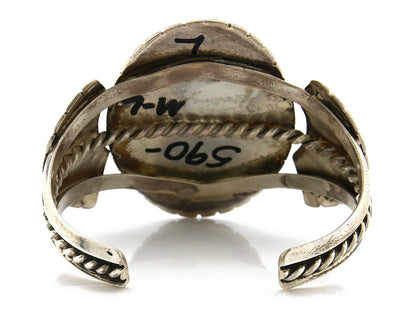 Navajo Bracelet .925 Silver Turquoise Mountain Signed K. Lewis C.80's