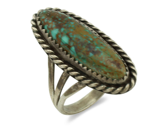 Navajo Ring .925 Silver Kingman Spiderweb Turquoise Native Artist C.1980's