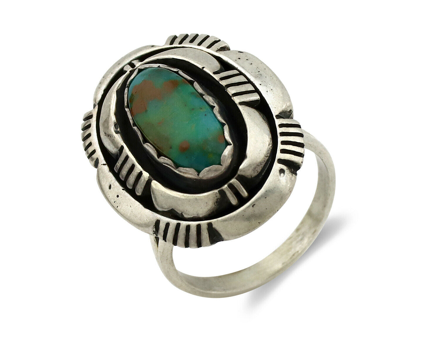 Navajo Ring .925 Silver Royston Turquoise Artist Signed L. M. Nez C80s