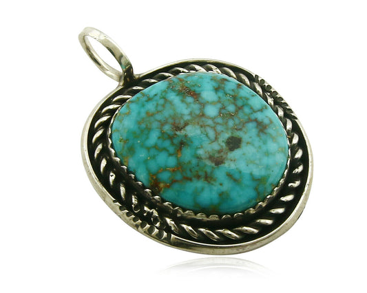 Navajo Pendant .925 Silver Kingman Turquoise Signed Artist Yazzie C.80's