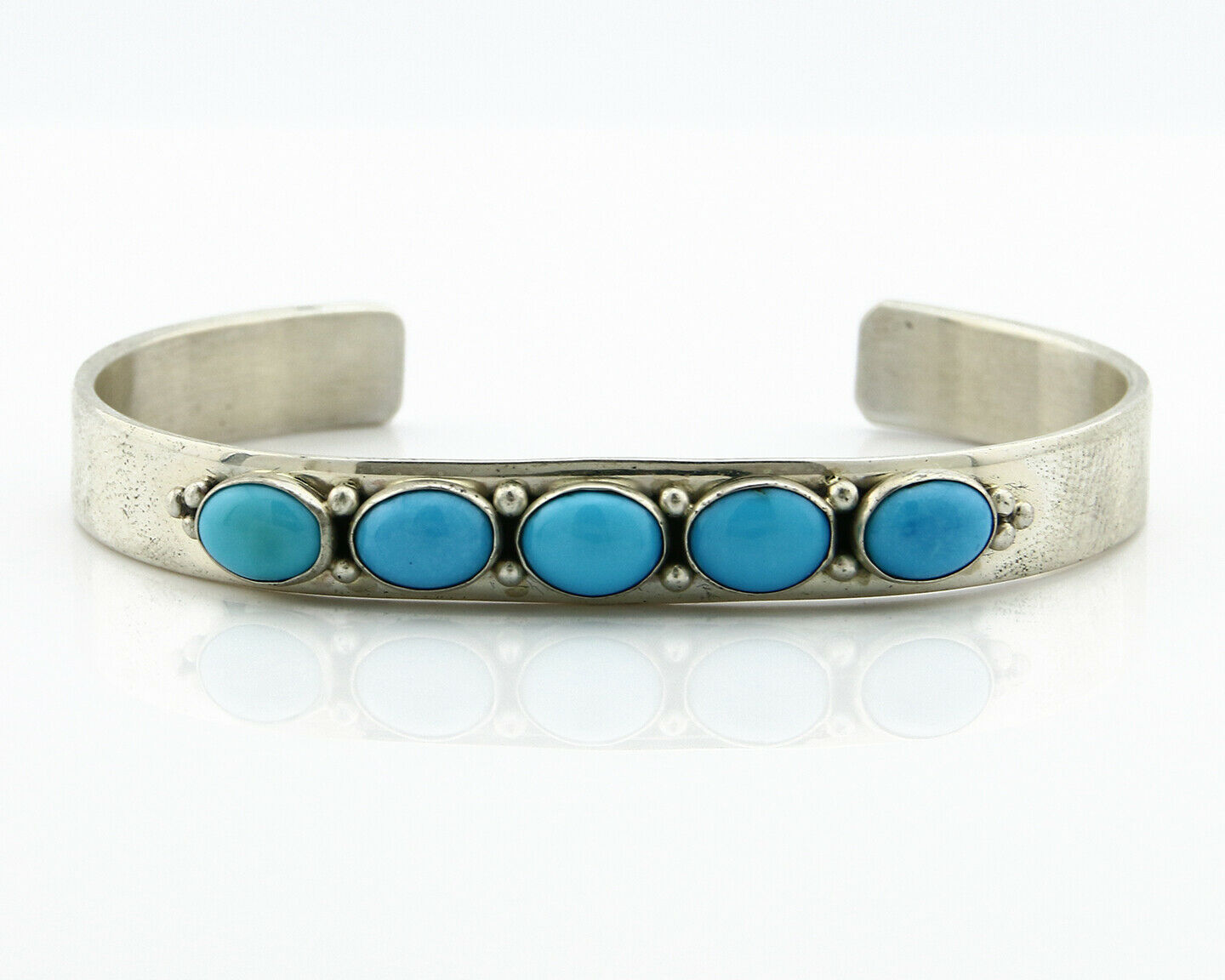 Navajo Bracelet .925 SOLID Silver Turquoise Signed Artist Bea Tom C.80's