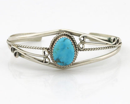 Navajo Bracelet 925 Silver Natural Blue Turquoise Native American Artist C.80's