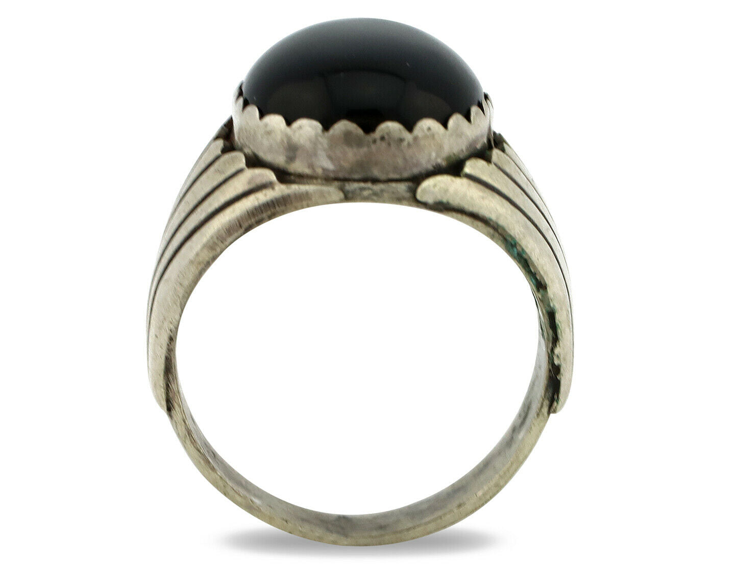 Navajo Ring .925 Silver Black Onyx Native American Artist C.80's