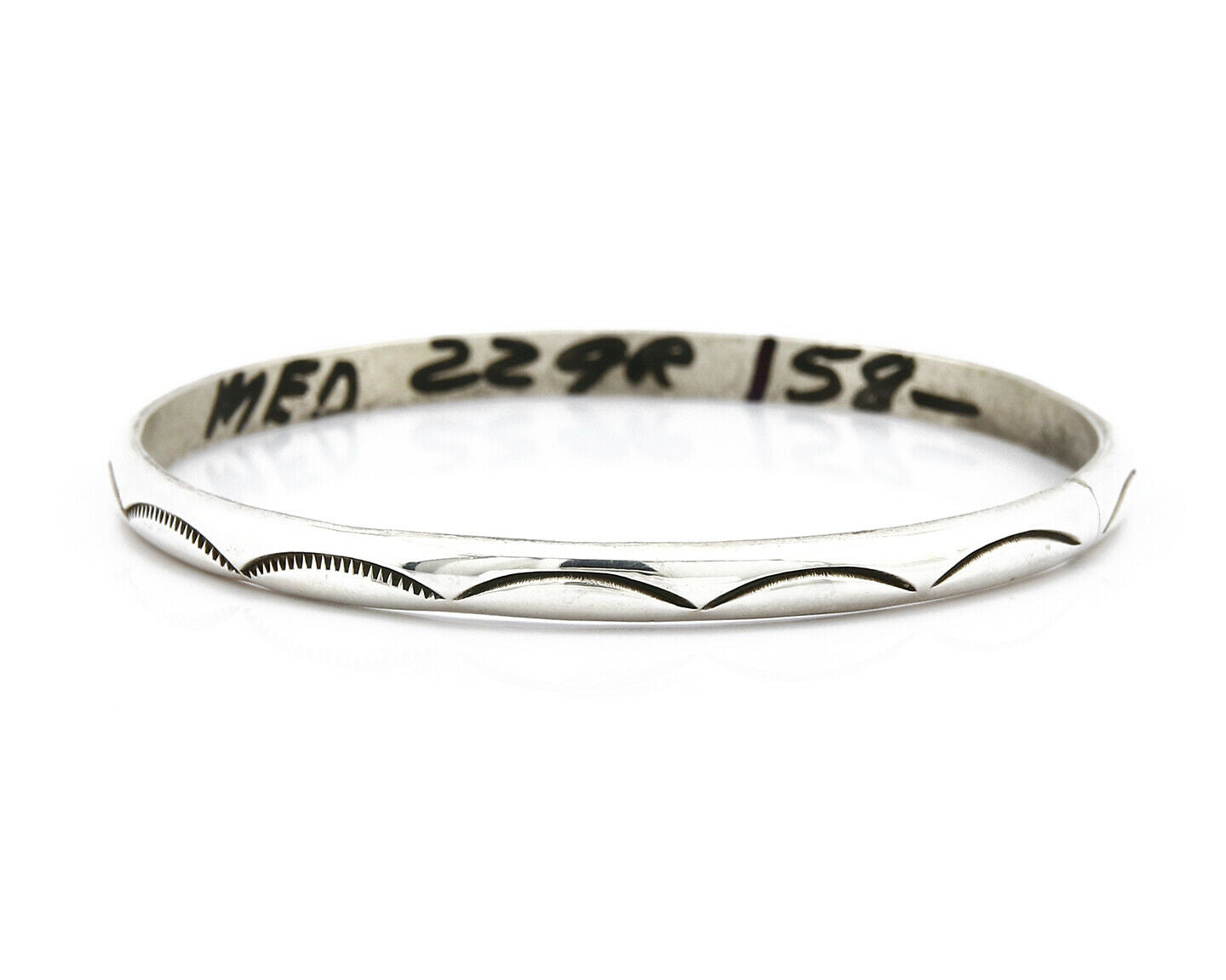 Women's Navajo Bracelet .925 Silver 5.25 mm Wide Hand Stamped