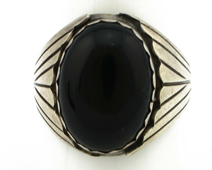 Navajo Ring .925 Silver Black Onyx Native American Artist C.80's