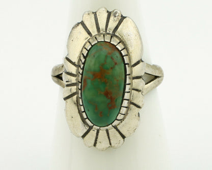 Navajo Ring .925 Silver Green Turquoise Artist Signed M Montoya C.80's