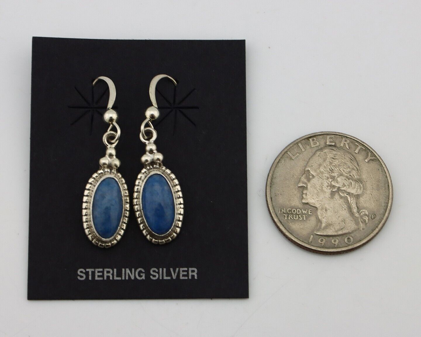 Navajo Earrings 925 Silver Natural Royal Blue Lapis Native American Artist C90s