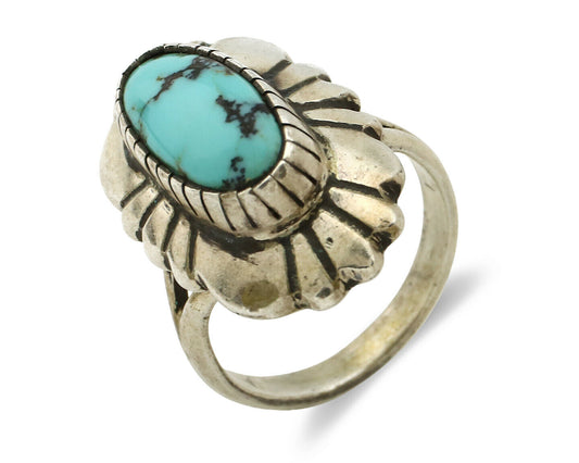 Navajo Ring .925 Silver Arizona Turquoise Signed M Montoya C.80's