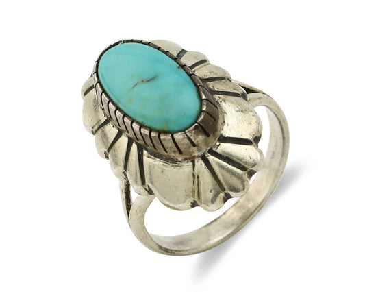 Navajo Ring .925 Silver Arizona Turquoise Signed M Montoya C.80's