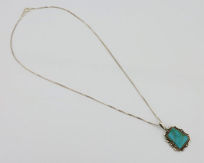 Navajo Necklace .925 Silver Blue Turquoise Signed Billy Eagle C.1980's