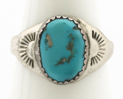 Zuni Ring .925 Silver Natural Blue Turquoise Native American Artist C.1980's