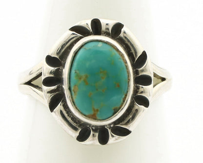 Navajo Ring .925 Silver Kingman Turquoise Artist Signed Gecko C.90's